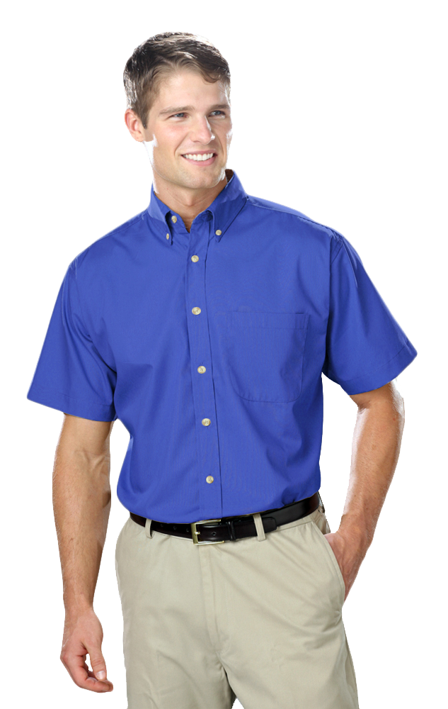 Men’s Short-Sleeve Superblend Poplin Shirt with Bone Buttons